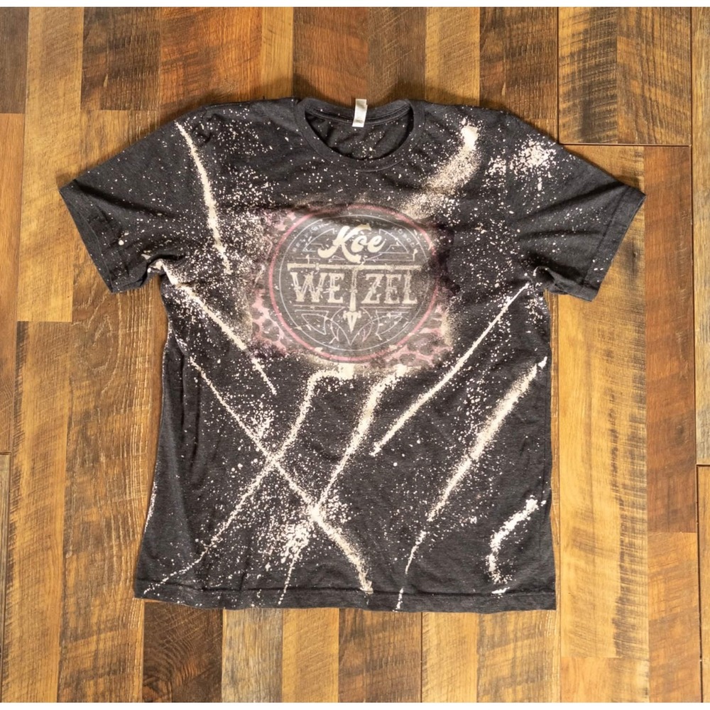 Koe Wetzel T-Shirt XL Charcoal Bleach Splatter Distressed Country Music Tee